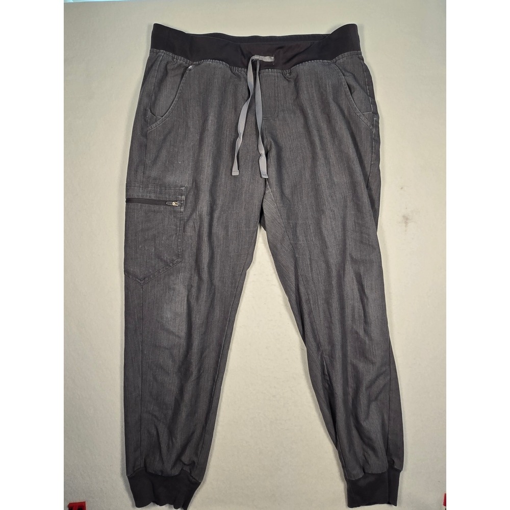 FIGS Jogger Scrub Pants Womens Medium Grey Technical Stretch Cargo *see notes